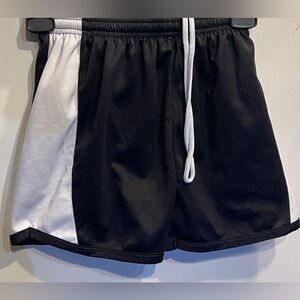 Black and White Girl’s Mesh Athletic Shorts